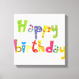 Happy Birthday Fun Letters Canvas Print