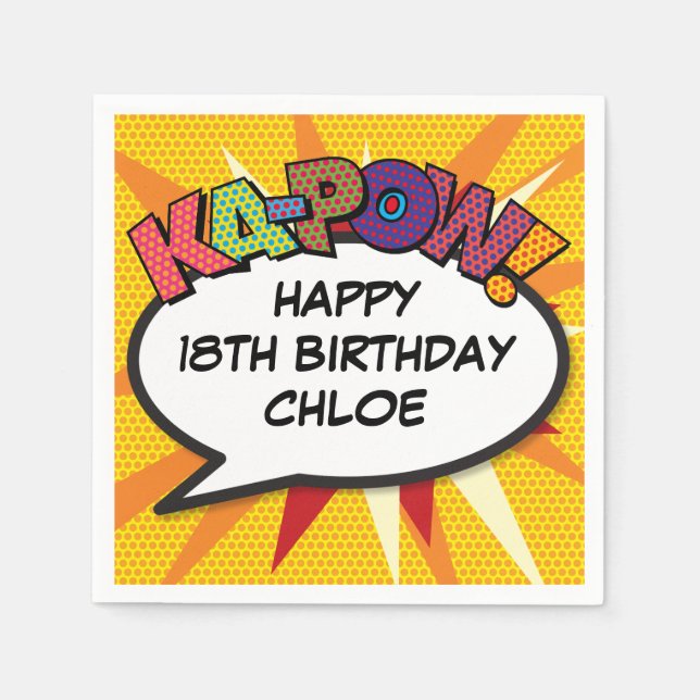 HAPPY BIRTHDAY Fun Personalised Speech Bubble Napkin (Front)