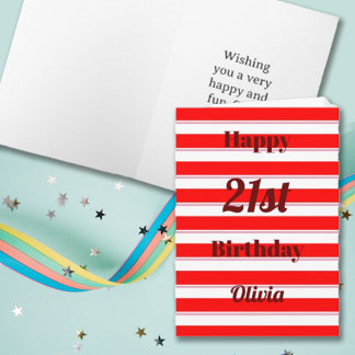 Happy Birthday Fun Pop Bold Red Stripes Typo Card