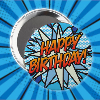 HAPPY BIRTHDAY Fun Retro Comic Book 10 Cm Round Badge