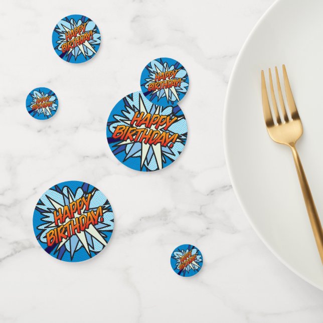 HAPPY BIRTHDAY Fun Retro Comic Book Confetti (Group)