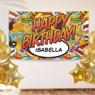 HAPPY BIRTHDAY Fun Retro Comic Book Pop Art Banner