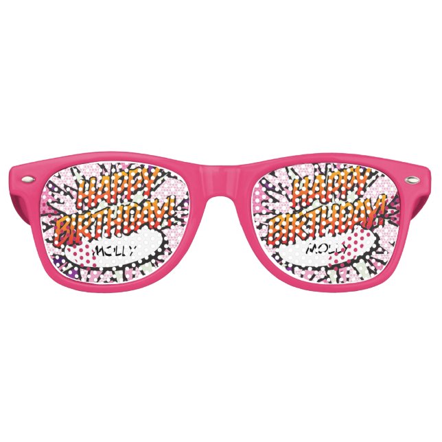 HAPPY BIRTHDAY Fun Retro Comic Book Retro Sunglasses (Front)