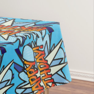 HAPPY BIRTHDAY Fun Retro Comic Book Tablecloth