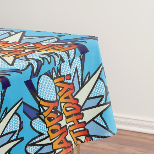 HAPPY BIRTHDAY Fun Retro Comic Book Tablecloth (In Situ)