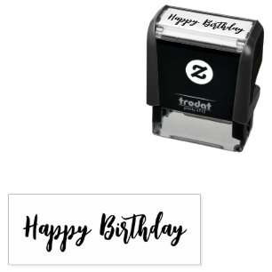 Happy Birthday Fun Script Text Template Self-inking Stamp