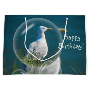 Happy Birthday Fun Seagull Large Gift Bag
