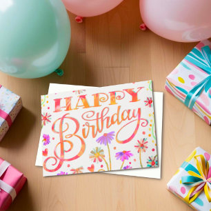 Happy Birthday Fun Sweet Floral Trendy Card