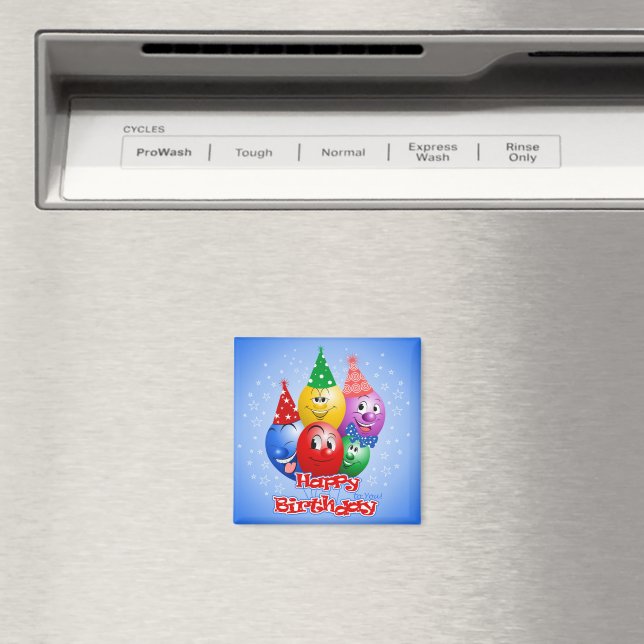 Happy Birthday Funny Balloons, Magnet (In Situ (Dishwasher))