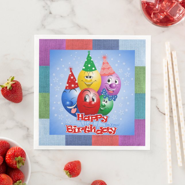 Happy Birthday Funny Balloons Napkin (Insitu)