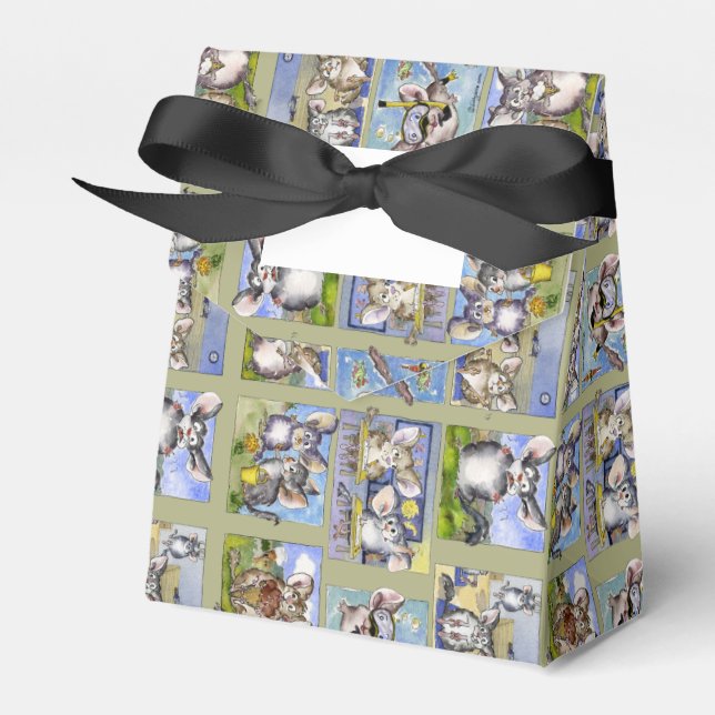 Happy Birthday Funny Cartoon Chinchillas Paper Box (Front Side)