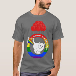 Happy Birthday Funny Cat Fart Rainbow T-Shirt