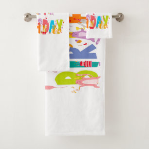 Happy Birthday Funny Cat Lover Bday Celebration Bath Towel Set