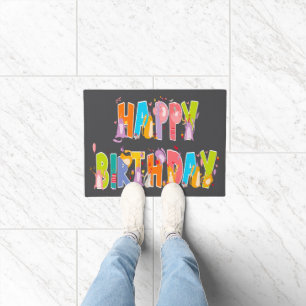 Happy Birthday Funny Cat Lover Bday Celebration Doormat