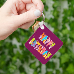 Happy Birthday Funny Cat Lover Bday Celebration Key Ring