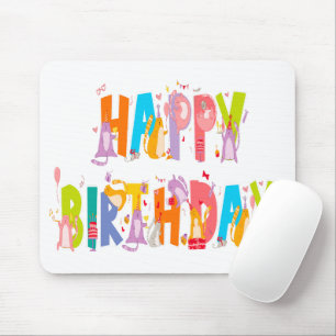 Happy Birthday Funny Cat Lover Bday Celebration Mouse Mat