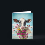 Happy birthday funny cow card<br><div class="desc">Folded Birthday Card – Funny Cow & Flowers (Photo Collage Style, Custom Text) Make someone laugh on their special day with this quirky folded birthday card featuring a hilarious cow surrounded by bright, cheerful flowers. Created in a playful photo collage art style, this eye-catching design is full of character and...</div>