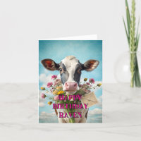 Happy birthday funny cow card