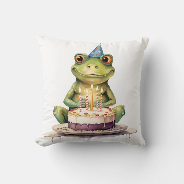 Happy Birthday Funny frog Cushion (Front)