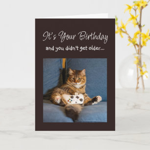Happy Birthday Funny Playing Games Gamer Cat Card