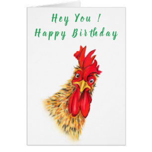 Happy Birthday - Funny Surprised Curious Rooster