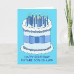 Happy Birthday Future Son in Law Card<br><div class="desc">A large blue and white birthday cake covered in lit candles and set against a bright blue colored background. The words 'Happy Birthday Future Son-In- Law' accompany the image.</div>