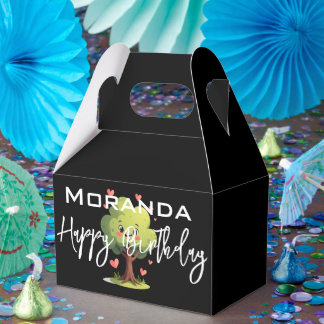 Happy Birthday Gable Favor Box Black Tree Hearts