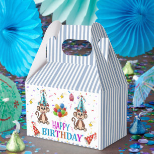 Happy Birthday Gable Favor Box Monkey Cupcake