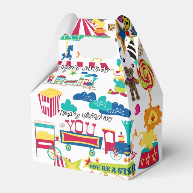 Happy Birthday Gable Favour Box Carnival Circus (Front Side)