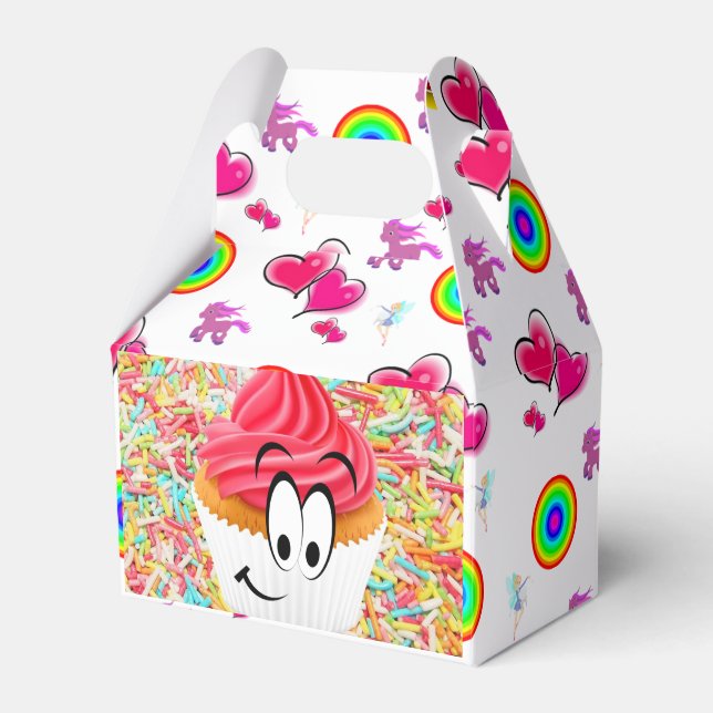 Happy Birthday Gable Favour Box Cupcake (Front Side)