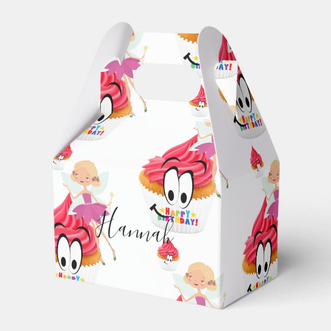 Happy Birthday Gable Favour Box Fairy Cupcake (Front Side)