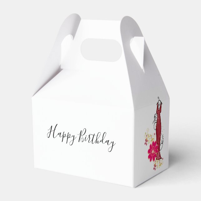 Happy Birthday Gable Favour Box  Floral Dress (Back Side)