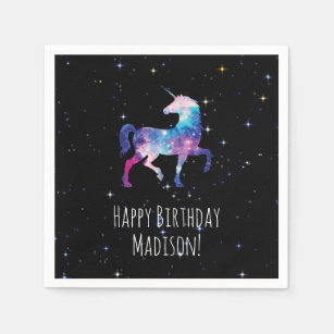 Happy Birthday Galaxy Unicorn Napkin