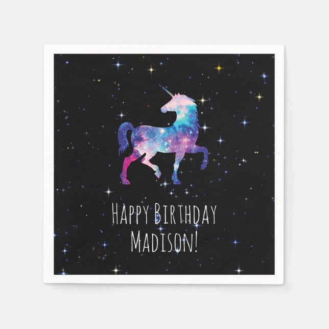 Happy Birthday Galaxy Unicorn Napkin (Front)