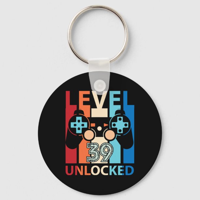 Happy Birthday Gamer Level &#;  Years Old Unlocked Key Ring (Front)