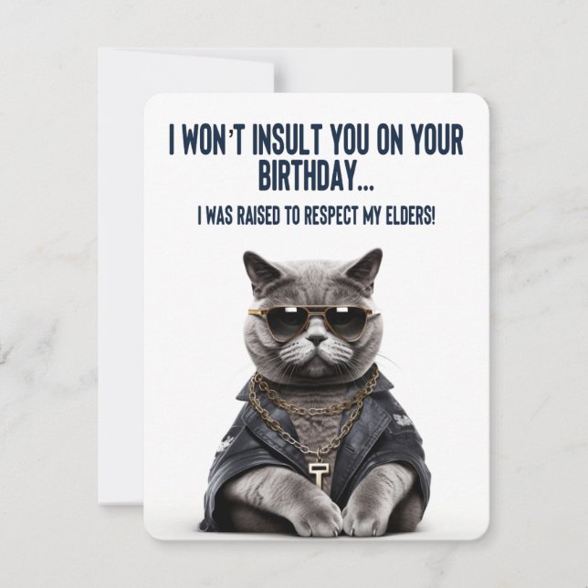 Happy Birthday - Gangster Cat Holiday Card (Front)