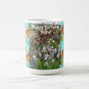 Happy Birthday Garden Orange Poppy Womans Name Mug