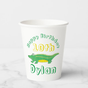 Happy Birthday Gator Alligator Croc Crocodile Paper Cups