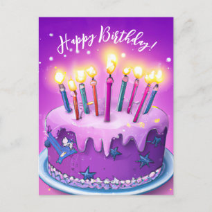 Happy Birthday Geburtstagskarte mit Kuchen Karte Postcard