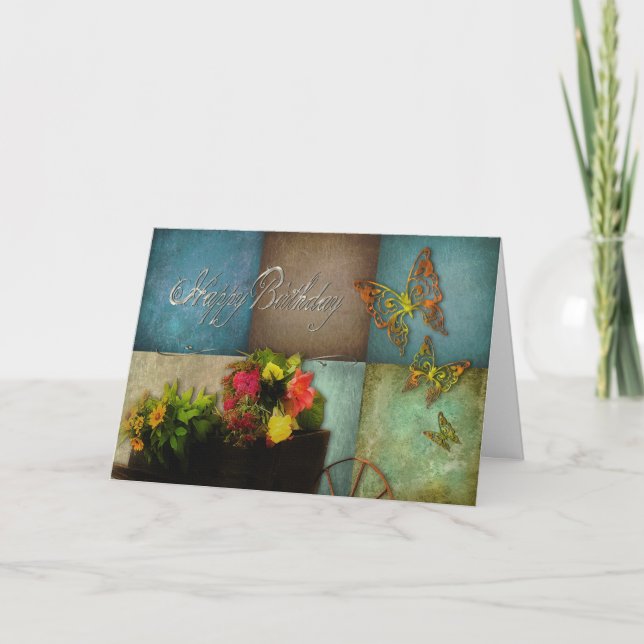 HAPPY BIRTHDAY -  GENERAL - COUNTRY FLOWERS CARD (Front)