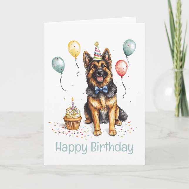 Happy Birthday German Shepherd Dog Card (Front)