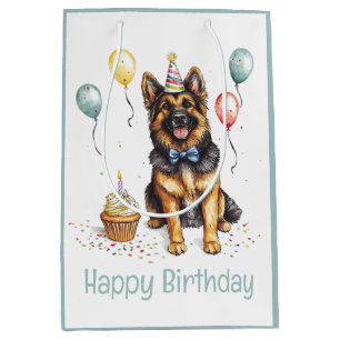 Happy Birthday German Shepherd Dog Medium Gift Bag