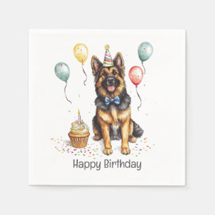Happy Birthday German Shepherd Dog Napkin