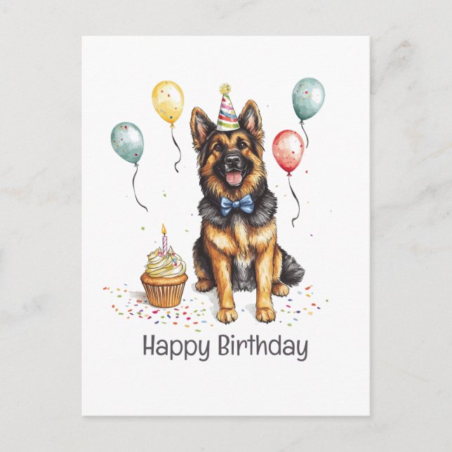 Happy Birthday German Shepherd Dog Postcard (Front)