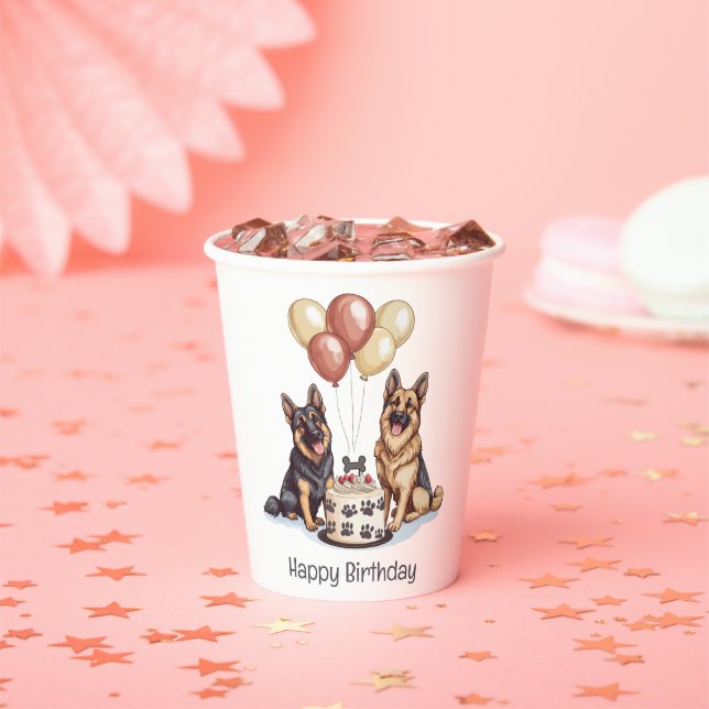 Happy Birthday German Shepherd Dogs Birthday Cake Paper Cups (Insitu)
