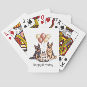 Happy Birthday German Shepherd Dogs Birthday Cake Playing Cards