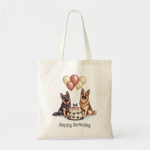 Happy Birthday German Shepherd Dogs Birthday Cake Tote Bag