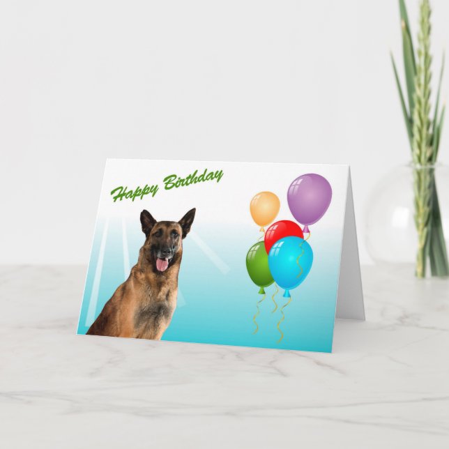 Happy Birthday German Shepherd Puppy Dog Card (Front)