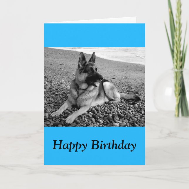 Happy Birthday German Shepherd Puppy Dog Card (Front)