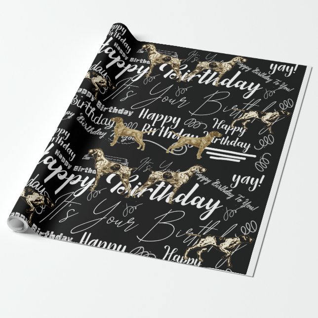 HAPPY BIRTHDAY GERMAN SHORTHAIRED POINTER WRAPPING PAPER (Unrolled)